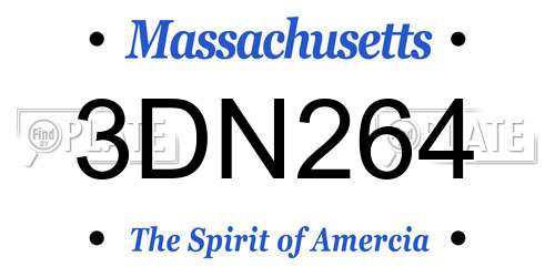 3DN264 Massachusetts License Plate