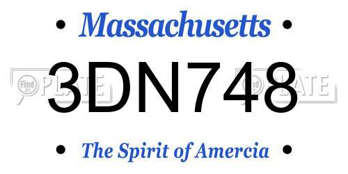 3DN748 Massachusetts License Plate