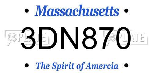 3DN870 Massachusetts License Plate