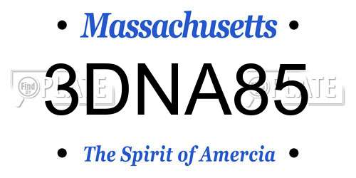 3DNA85 Massachusetts License Plate
