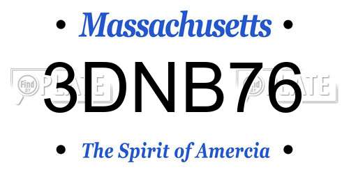 3DNB76 Massachusetts License Plate