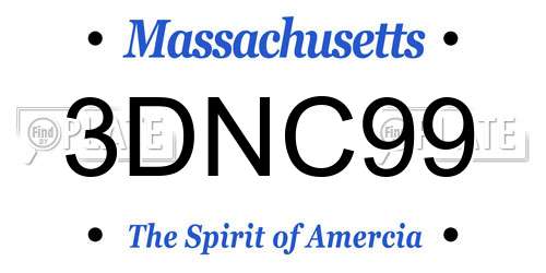 3DNC99 Massachusetts License Plate