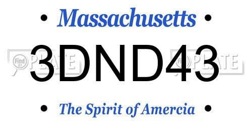 3DND43 Massachusetts License Plate
