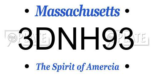 3DNH93 Massachusetts License Plate