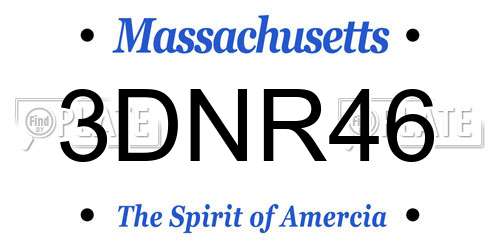 3DNR46 Massachusetts License Plate