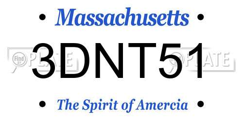 3DNT51 Massachusetts License Plate