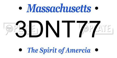 3DNT77 Massachusetts License Plate