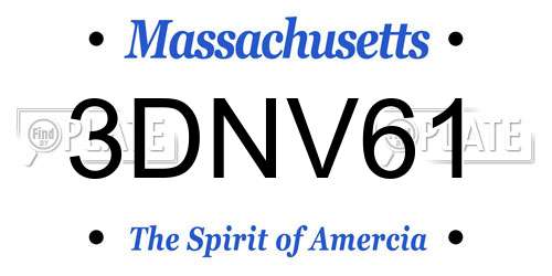 3DNV61 Massachusetts License Plate