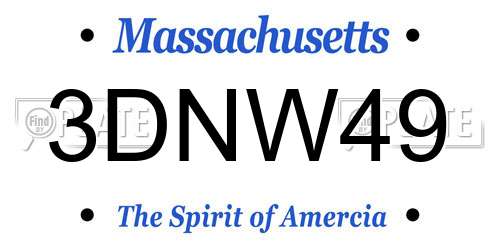 3DNW49 Massachusetts License Plate
