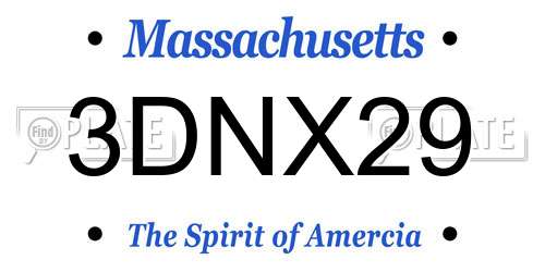 3DNX29 Massachusetts License Plate