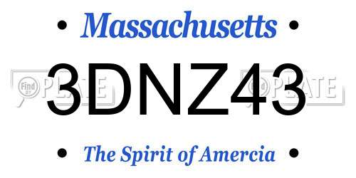 3DNZ43 Massachusetts License Plate