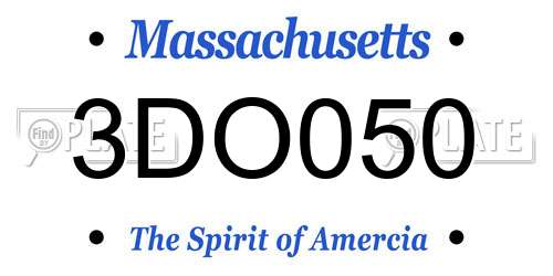 3DO050 Massachusetts License Plate