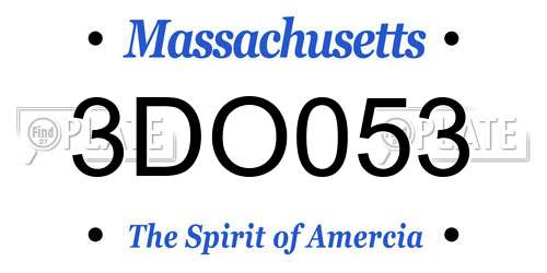 3DO053 Massachusetts License Plate
