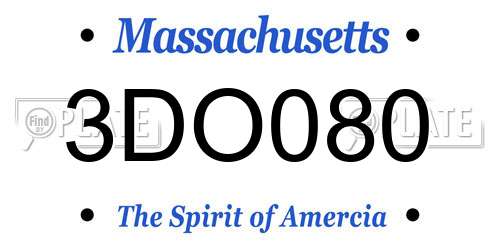 3DO080 Massachusetts License Plate