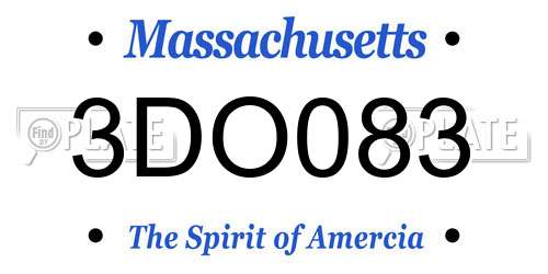 3DO083 Massachusetts License Plate