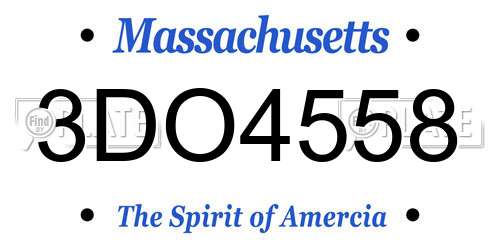 3DO4558 Massachusetts License Plate