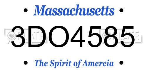 3DO4585 Massachusetts License Plate
