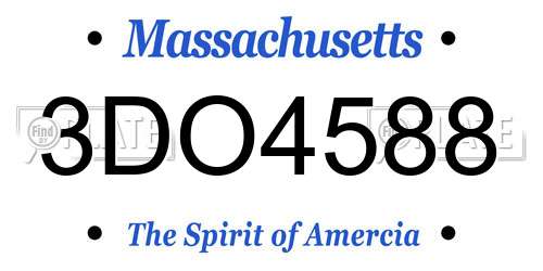 3DO4588 Massachusetts License Plate