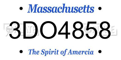 3DO4858 Massachusetts License Plate