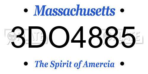 3DO4885 Massachusetts License Plate