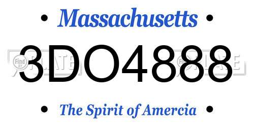 3DO4888 Massachusetts License Plate
