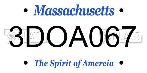 3DOA067 Massachusetts License Plate