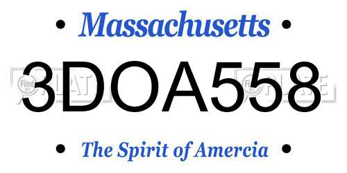 3DOA558 Massachusetts License Plate