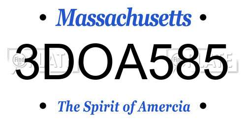 3DOA585 Massachusetts License Plate