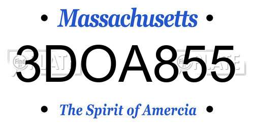 3DOA855 Massachusetts License Plate