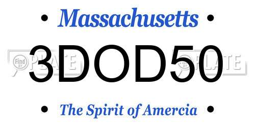 3DOD50 Massachusetts License Plate