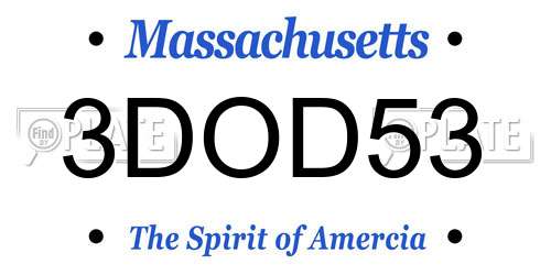3DOD53 Massachusetts License Plate