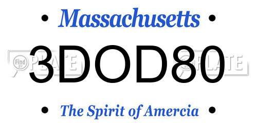 3DOD80 Massachusetts License Plate