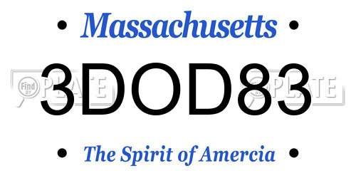 3DOD83 Massachusetts License Plate