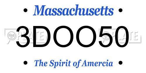 3DOO50 Massachusetts License Plate