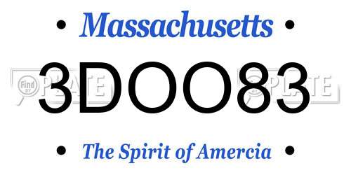 3DOO83 Massachusetts License Plate