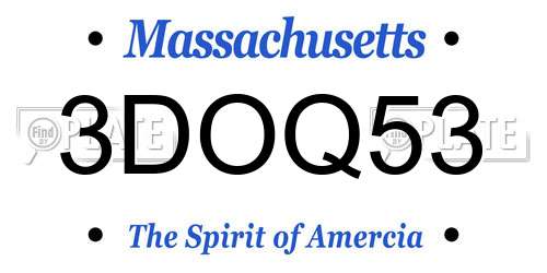 3DOQ53 Massachusetts License Plate