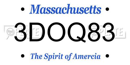 3DOQ83 Massachusetts License Plate