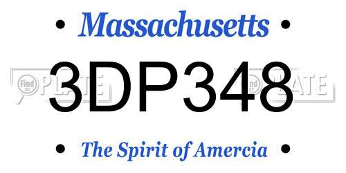 3DP348 Massachusetts License Plate