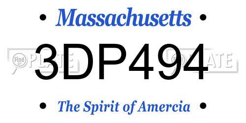 3DP494 Massachusetts License Plate