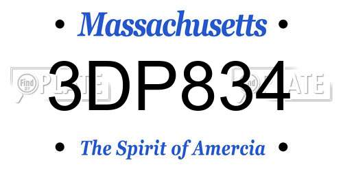 3DP834 Massachusetts License Plate