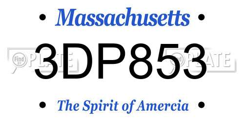 3DP853 Massachusetts License Plate