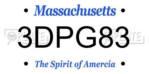 3DPG83 Massachusetts License Plate