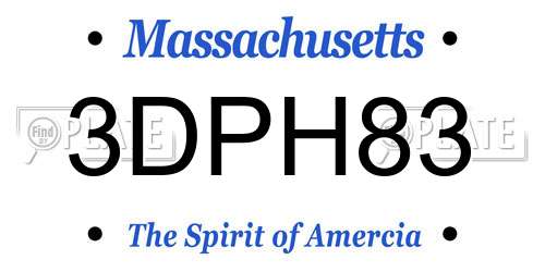 3DPH83 Massachusetts License Plate