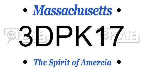 3DPK17 Massachusetts License Plate
