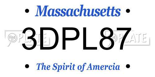 3DPL87 Massachusetts License Plate