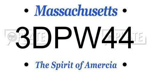 3DPW44 Massachusetts License Plate