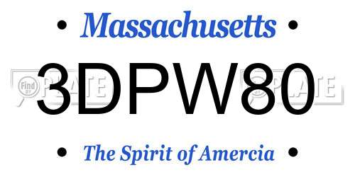 3DPW80 Massachusetts License Plate