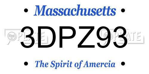 3DPZ93 Massachusetts License Plate