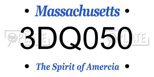 3DQ050 Massachusetts License Plate