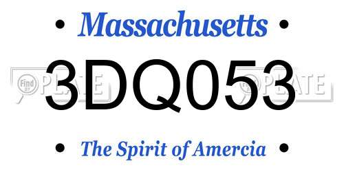 3DQ053 Massachusetts License Plate
